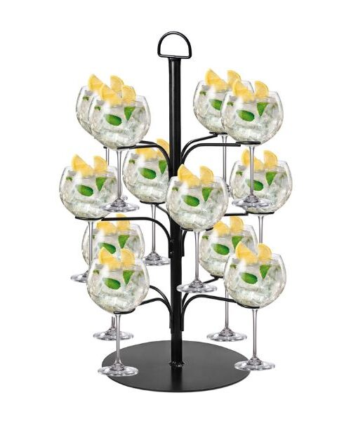 Cocktail Træ Sort M. 12 Gin Glas