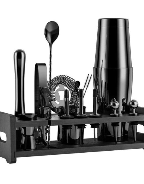 Cocktailshaker Sæt Med 20 Dele Med Stander Gunmetal