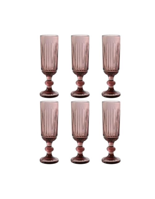 Cocktailsæt - pink krystalglas, 6 stk. (6 × 6 × 18,4 cm)