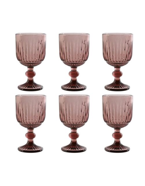 Cocktailsæt - pink krystalglas, 6 stk. (8 × 8 × 14,5 cm)